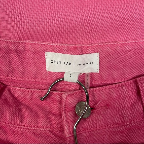GREY LAB Jeans Women’s Size Large Pink Bright Denim Straight Wide Leg High Rise - Picture 12 of 14